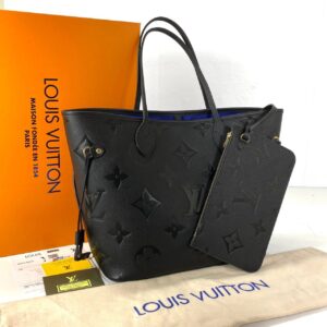 louis vuitton canta neverfull mm oversie logo siyah mavi 31x28x17 cm