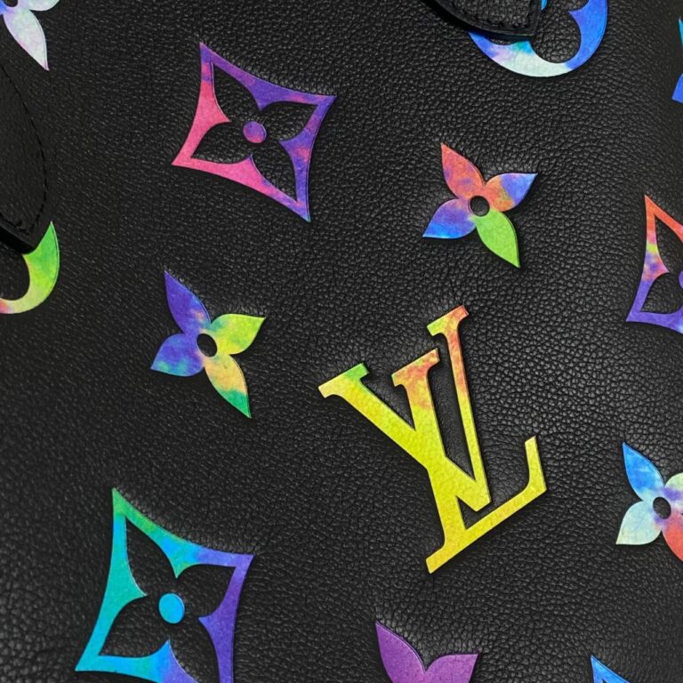 louis vuitton canta neverfull mm siyah oversize rengarenk logo orta boy 31x28x17 cm