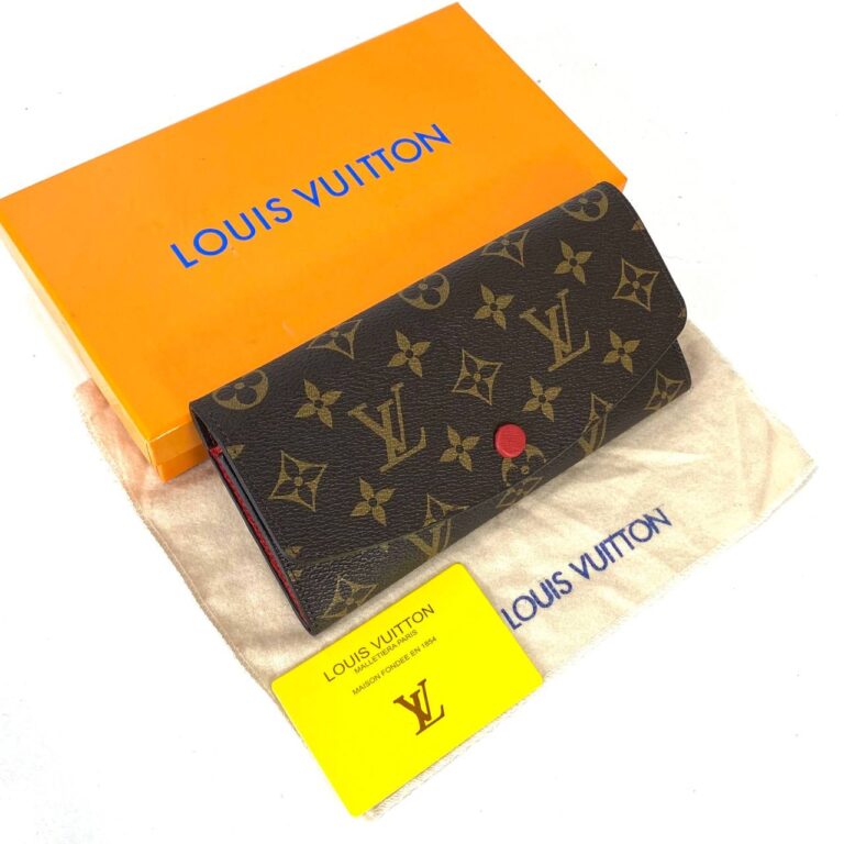 louis vuitton cuzdan emily kahve monogram ici kirmizi 19x9.5 cm