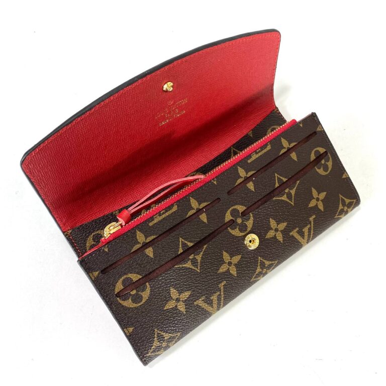 louis vuitton cuzdan emily kahve monogram ici kirmizi 19x9.5 cm