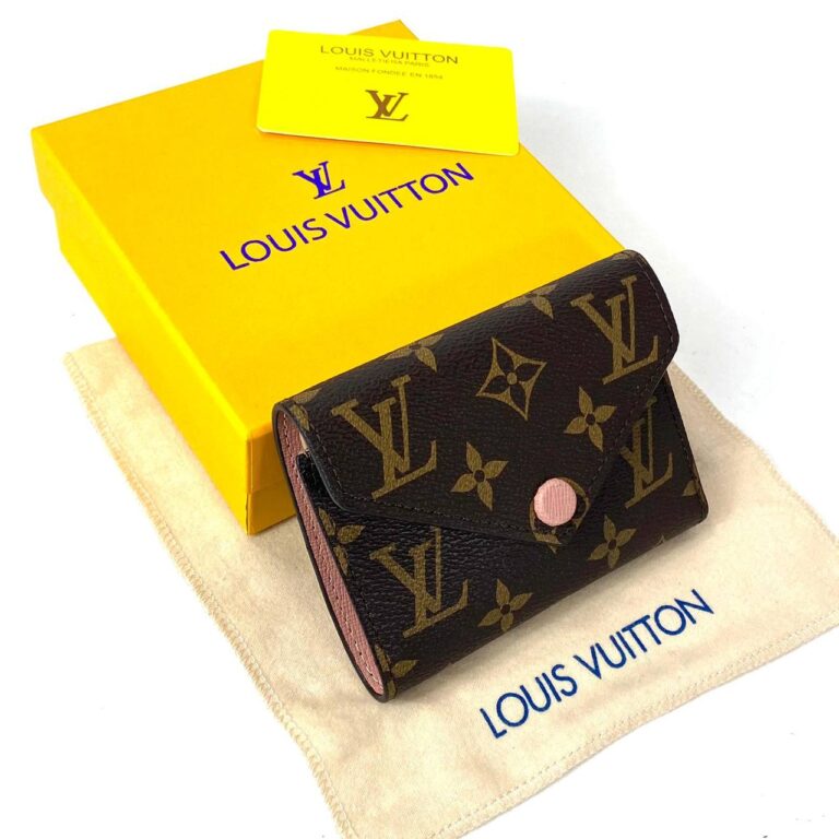 louis vuitton cuzdan victorine kahve monogram ici pembe renk hakiki deri 12x9.5 cm