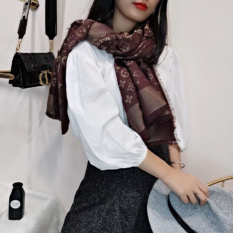 louis vuitton sal esarp ipek kasmir yuksek kalite kahve simli 140x140 cm