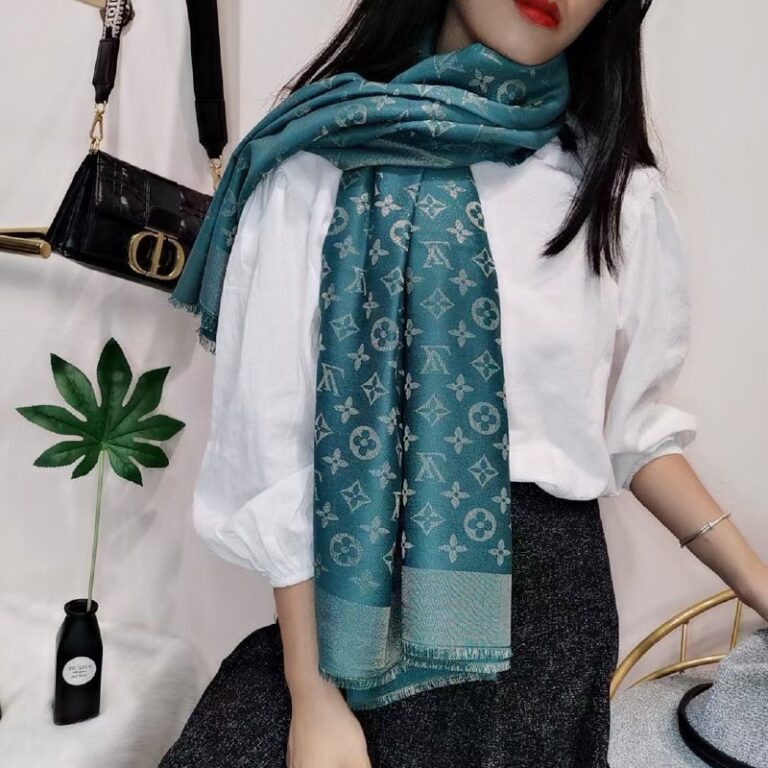 louis vuitton sal esarp ipek kasmir yuksek kalite yesil simli 140x140 cm