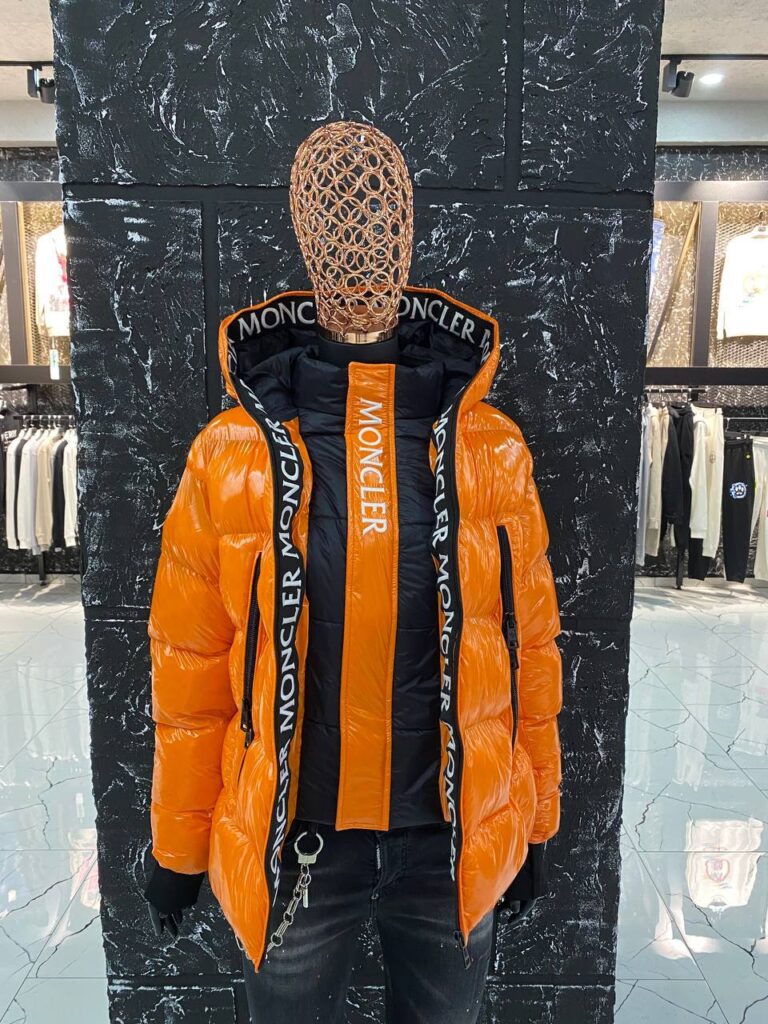 moncler mont turuncu parlak cift fermuarli yuksek kalite