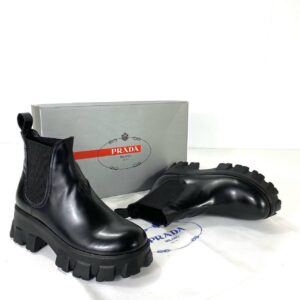 prada bot monolith chelsea siyah bot hakiki deri