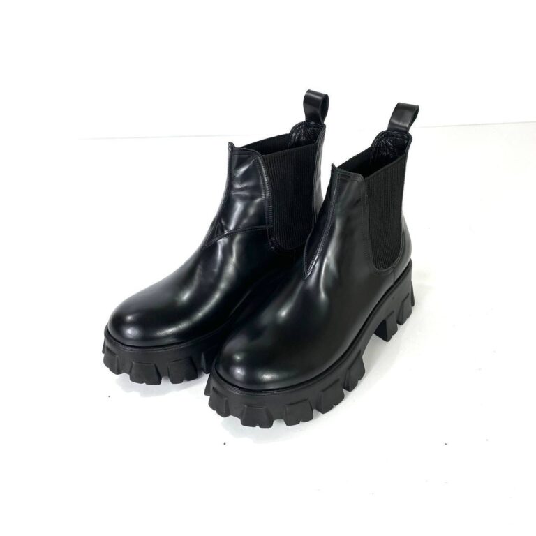 prada bot monolith chelsea siyah bot hakiki deri