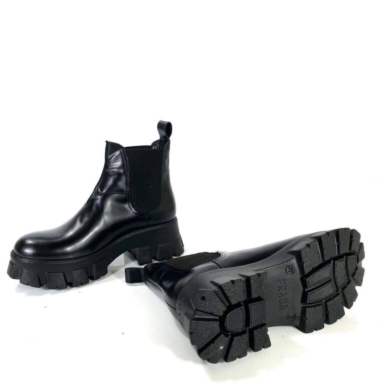 prada bot monolith chelsea siyah bot hakiki deri