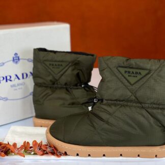 prada bot shearling ankle yesil puf su gecirmez