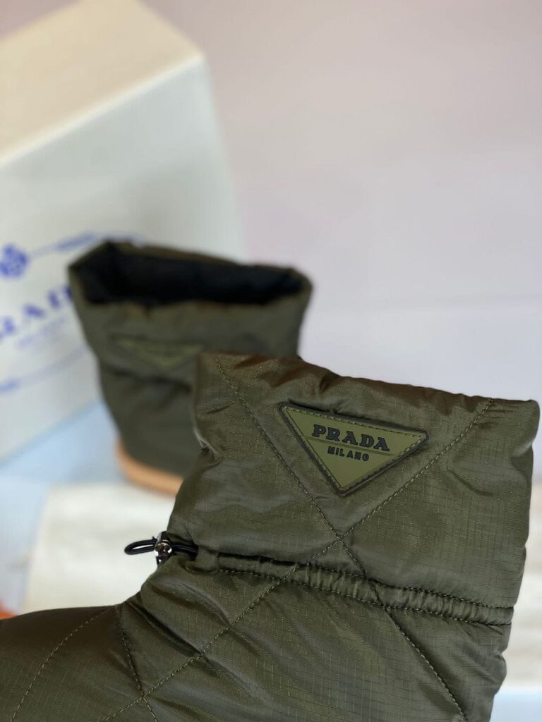 prada bot shearling ankle yesil puf su gecirmez