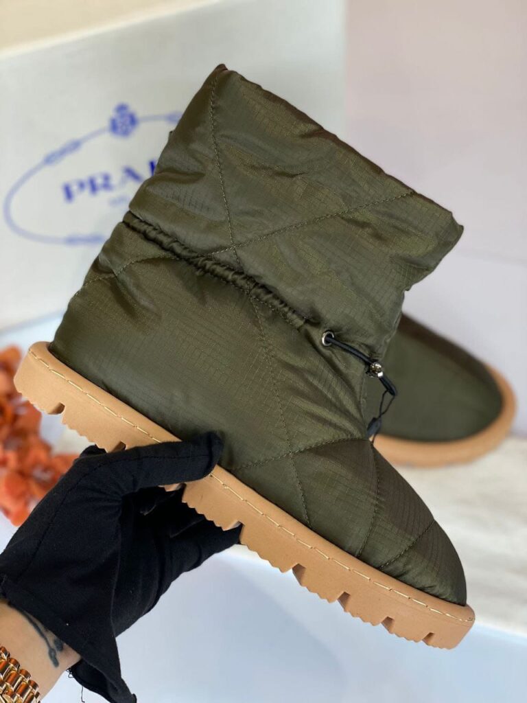 prada bot shearling ankle yesil puf su gecirmez