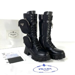 prada cizme monolith siyah hakiki deri topuk 6 cm yanlari portatif