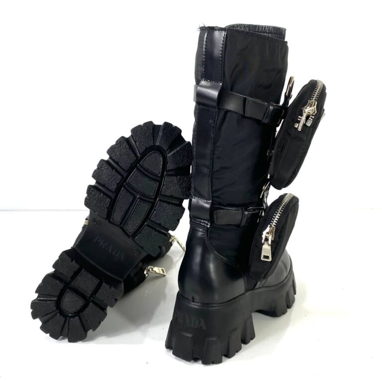 prada cizme monolith siyah hakiki deri topuk 6 cm yanlari portatif