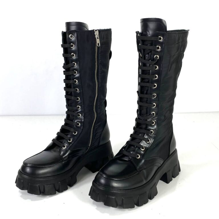prada cizme monolith siyah hakiki deri topuk 6 cm yanlari portatif