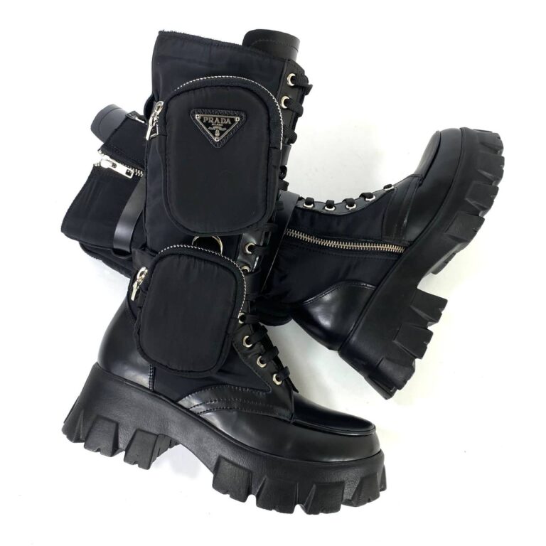 prada cizme monolith siyah hakiki deri topuk 6 cm yanlari portatif