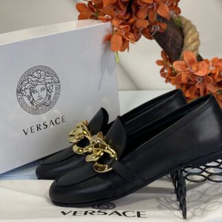 versace ayakkabi loafer siyah hakiki deri