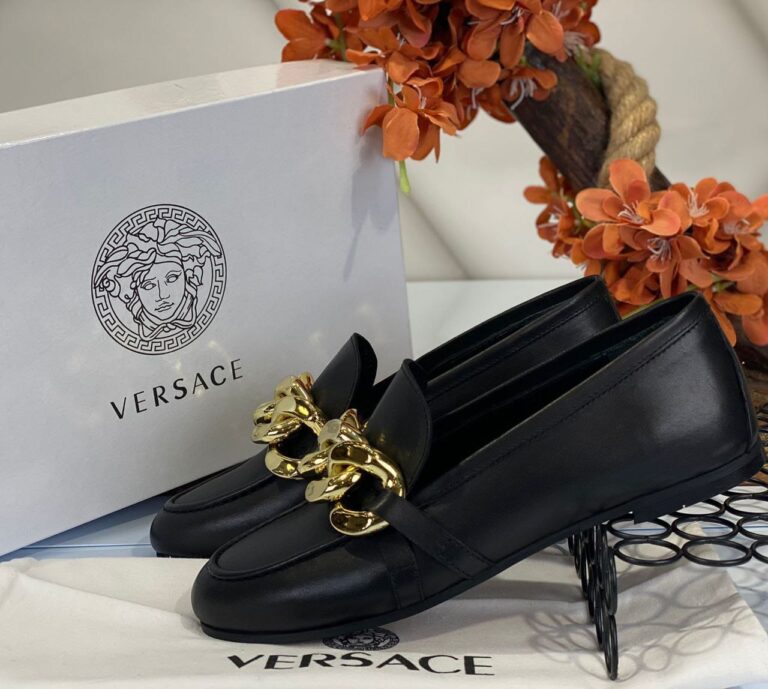 versace ayakkabi loafer siyah hakiki deri
