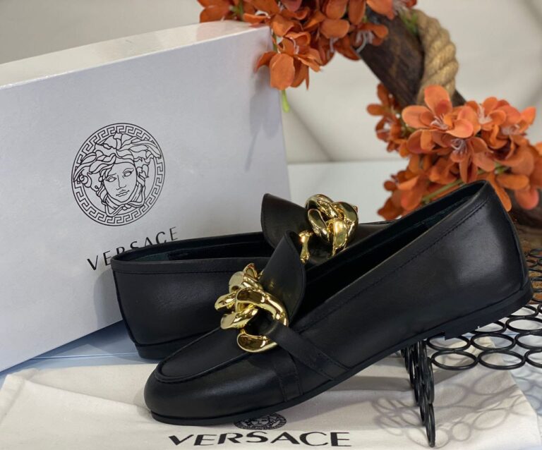 versace ayakkabi loafer siyah hakiki deri