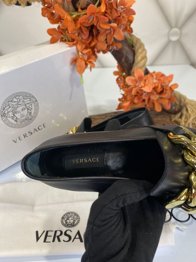versace ayakkabi loafer siyah hakiki deri