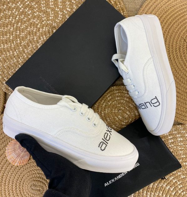 alexander wang ayakkabi beyaz sneakers canvas dropout logo