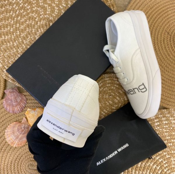 alexander wang ayakkabi beyaz sneakers canvas dropout logo