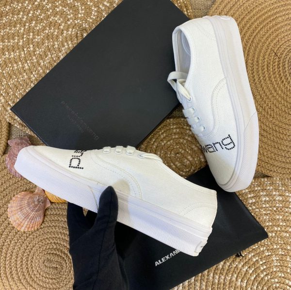 alexander wang ayakkabi beyaz sneakers canvas dropout logo