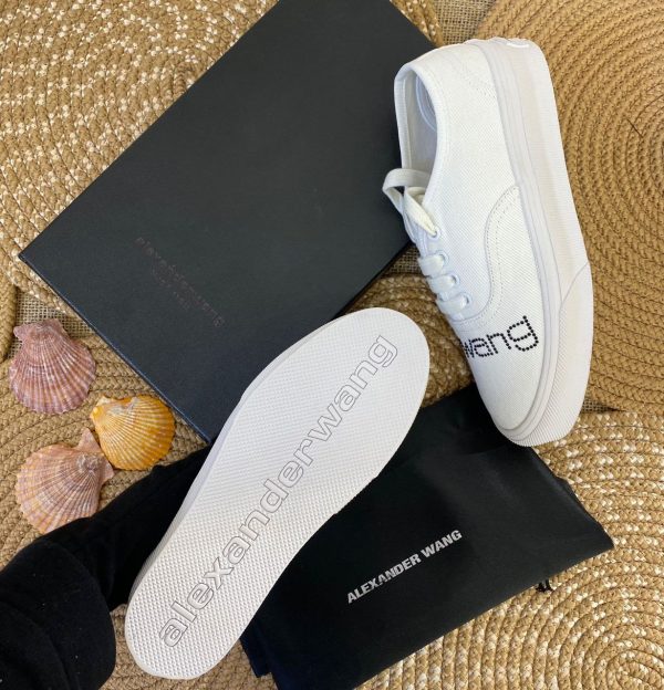 alexander wang ayakkabi beyaz sneakers canvas dropout logo