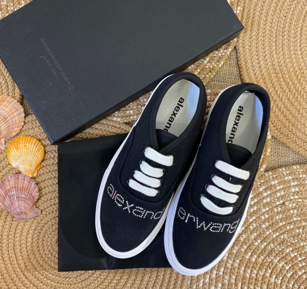 alexander wang ayakkabi lacivert sneakers canvas dropout logo