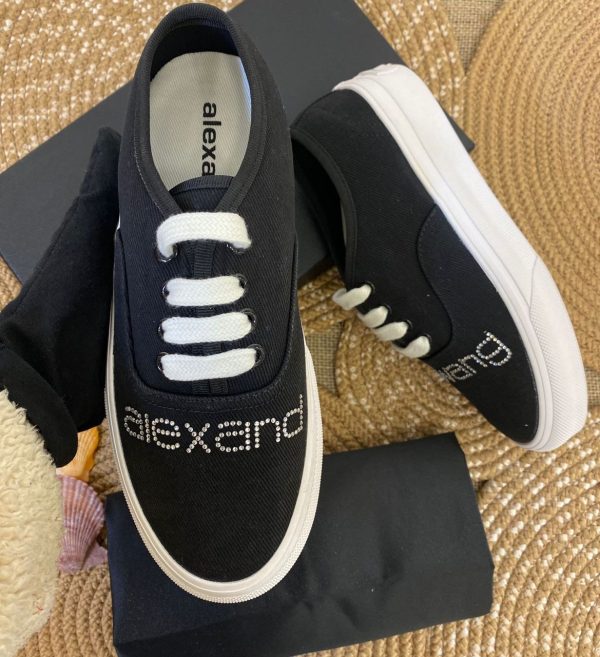 alexander wang ayakkabi lacivert sneakers canvas dropout logo