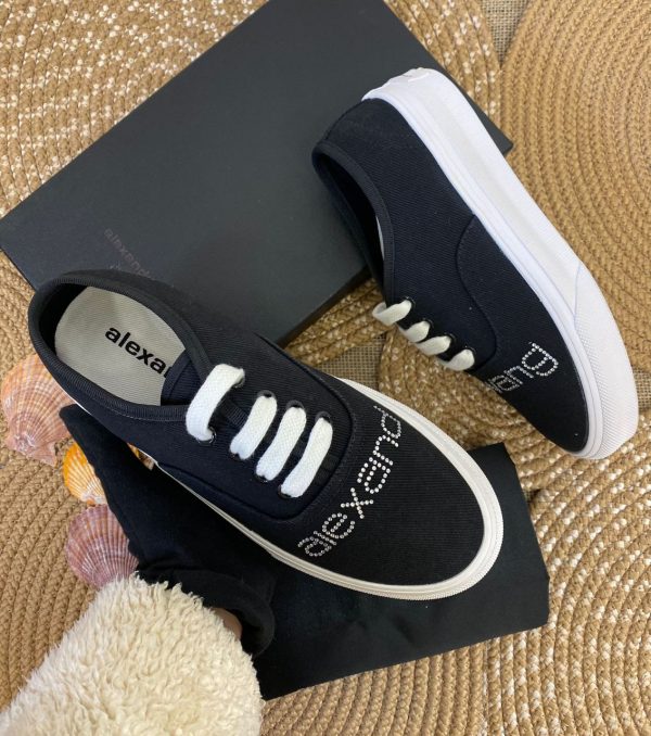 alexander wang ayakkabi lacivert sneakers canvas dropout logo
