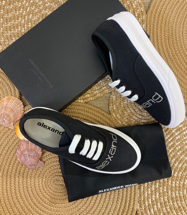 alexander wang ayakkabi lacivert sneakers canvas dropout logo