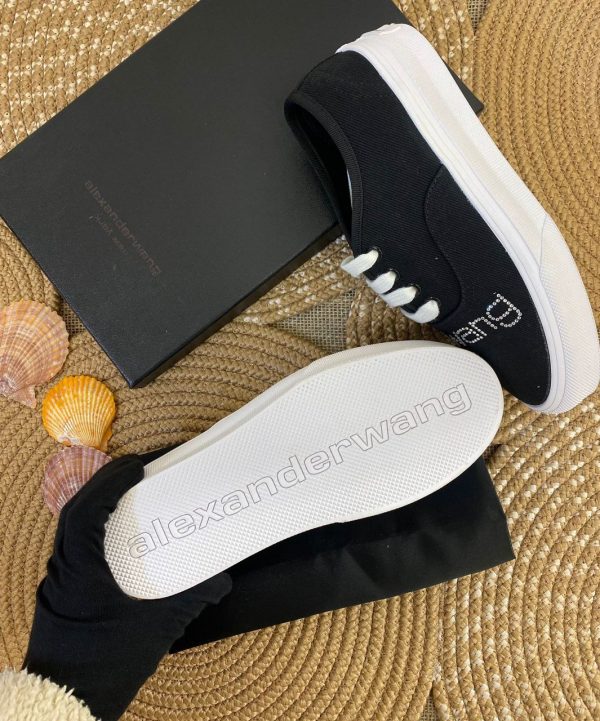 alexander wang ayakkabi lacivert sneakers canvas dropout logo
