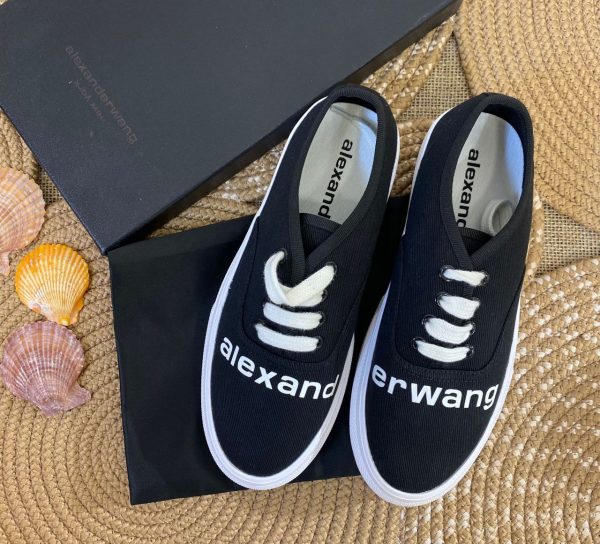 alexander wang ayakkabi siyah sneakers canvas dropout logo