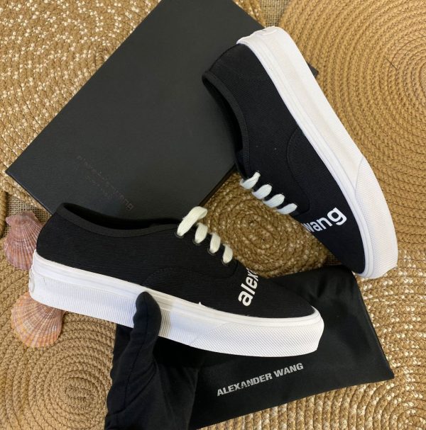 alexander wang ayakkabi siyah sneakers canvas dropout logo