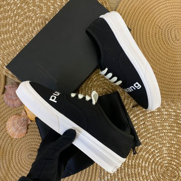 alexander wang ayakkabi siyah sneakers canvas dropout logo