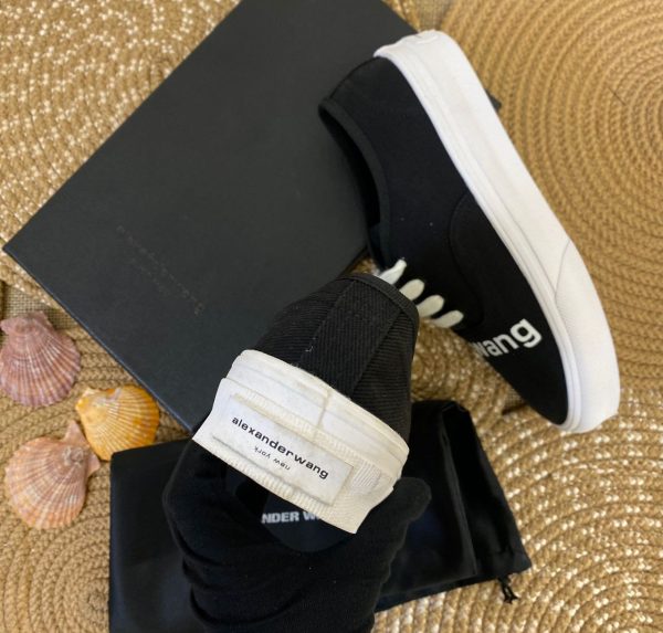 alexander wang ayakkabi siyah sneakers canvas dropout logo