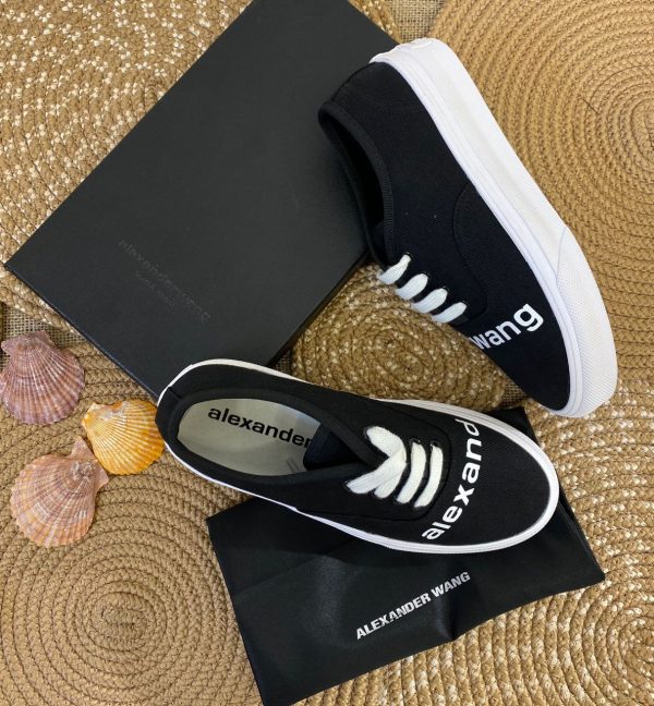 alexander wang ayakkabi siyah sneakers canvas dropout logo
