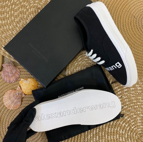 alexander wang ayakkabi siyah sneakers canvas dropout logo
