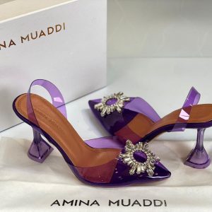 amina muaddi ayakkabi seffaf mor 12 cm