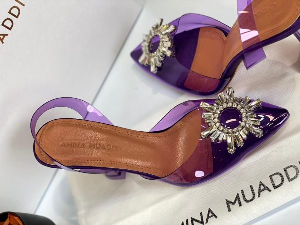 amina muaddi ayakkabi seffaf mor 12 cm