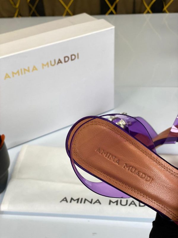 amina muaddi ayakkabi seffaf mor 12 cm