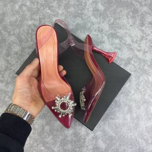 amina muaddi ayakkabi seffaf pembe pumps 12 cm