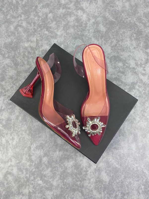amina muaddi ayakkabi seffaf pembe pumps 12 cm