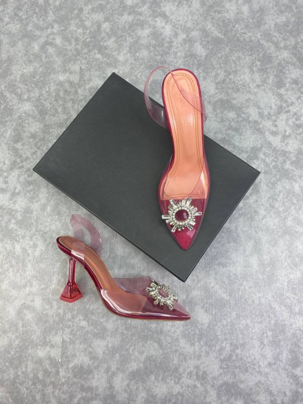amina muaddi ayakkabi seffaf pembe pumps 12 cm