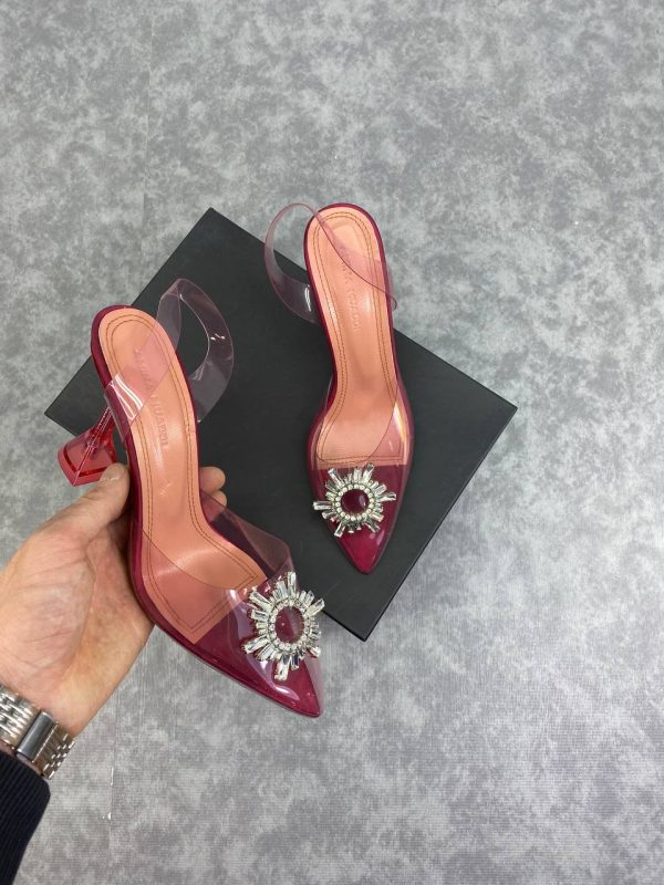 amina muaddi ayakkabi seffaf pembe pumps 12 cm