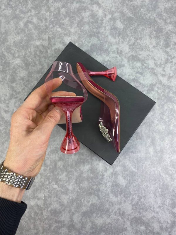 amina muaddi ayakkabi seffaf pembe pumps 12 cm