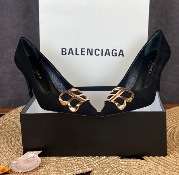 balenciaga ayakkabi siyah suet 7 cm topuklu