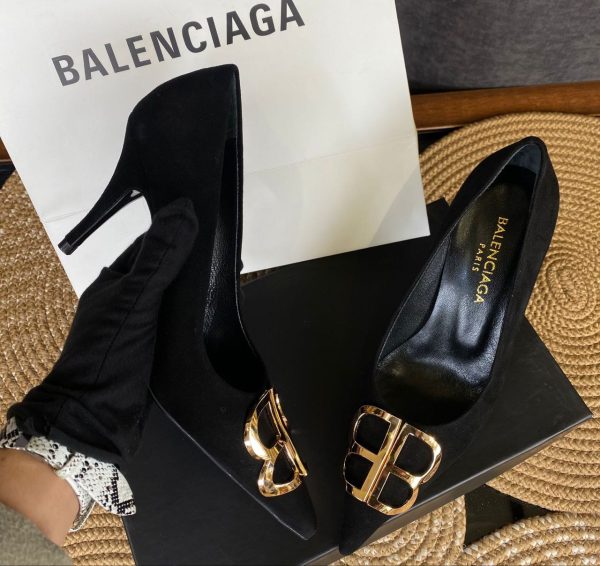 balenciaga ayakkabi siyah suet 7 cm topuklu