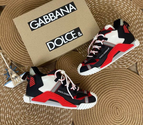 dolce gabbana ayakkabi sneakers siyah kirmizi beyaz