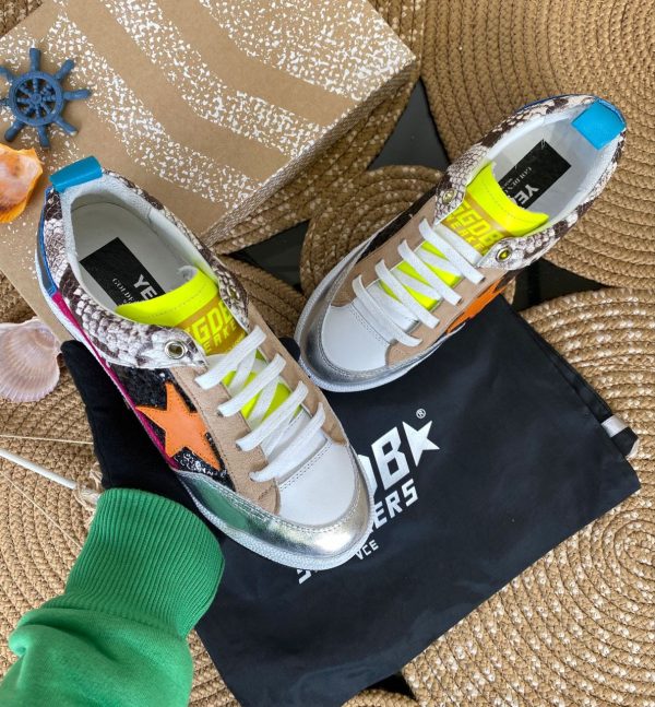 golden goose ayakkabi sneakers beyaz silver pembe turuncu