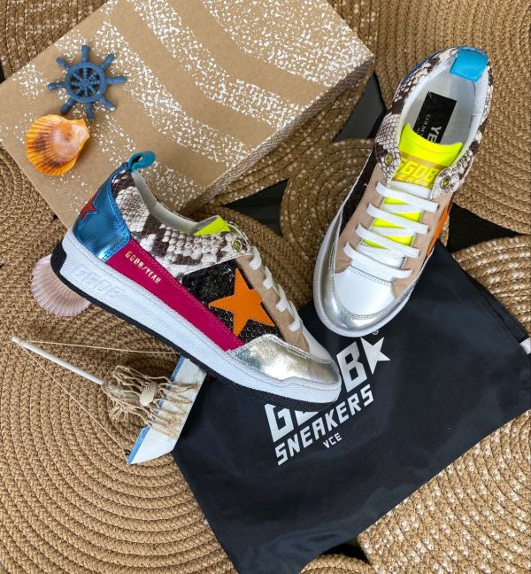 golden goose ayakkabi sneakers beyaz silver pembe turuncu